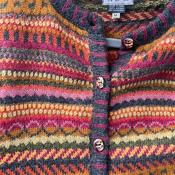 SFDG 100% Alapaca Colorful Cardigan Size M - Picture 4 of 7